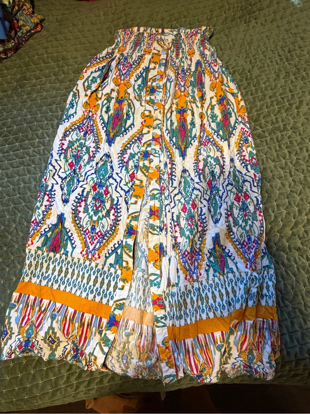 Boho Open Front Button Up Maxi Skirt